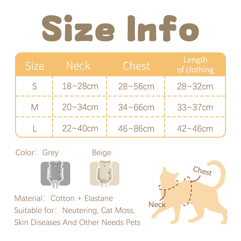 Bộ đồ phục hồi mèo HIDREAM Thiết kế đa năng Bảo hiểm bụng Spay Neuter Bảo vệ mềm mại