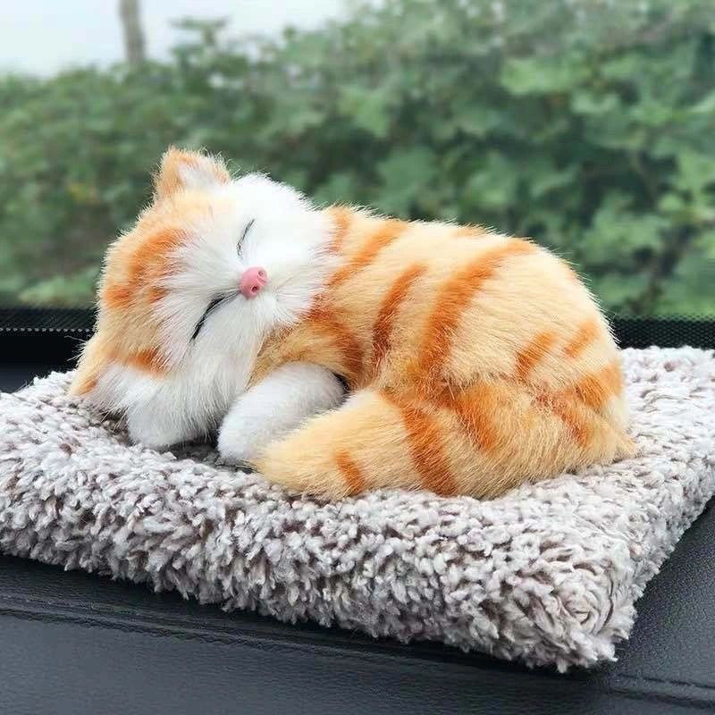 Xe Trung Tâm Điều Khiển Trang Trí Đồ Chơi Nhồi Bông Dễ Thương Mô Phỏng Động Vật Sang Trọng Ngủ Mèo Đồ Chơi Có Âm Thanh Trẻ Em Trang Trí Xe Hơi