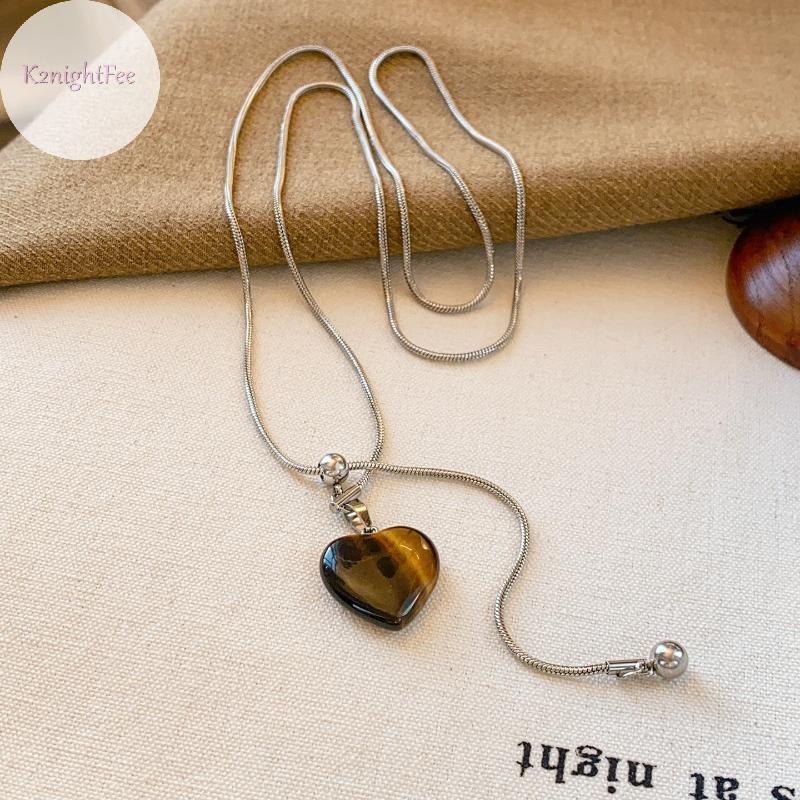 K2nightFee Phong Cách Dân Tộc Handmade Vòng Cổ Gốm Cho Nữ Áo Len Dây Xích Có Thể Điều Chỉnh Trái Tim Mặt Dây Chuyền Đính Hạt Vòng Cổ Trang Sức VN