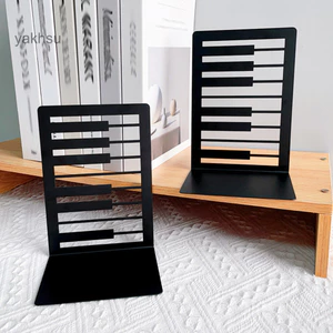 Thai| 1 Cặp Bookends kim loại chất lượng, Ghi chú âm nhạc sáng tạo và thiết kế chìa khóa, Sắp xếp sách chắc chắn và ổn định, Trang trí thanh lịch cho lớp học âm nhạc và văn phòng