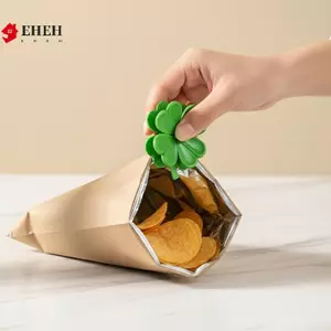 Bộ kẹp túi đựng thức ăn cỏ ba lá 4 chiếc nam châm tủ lạnh Kẹp niêm phong chắc chắn để bảo quản nhà bếp Sna Freshness VN