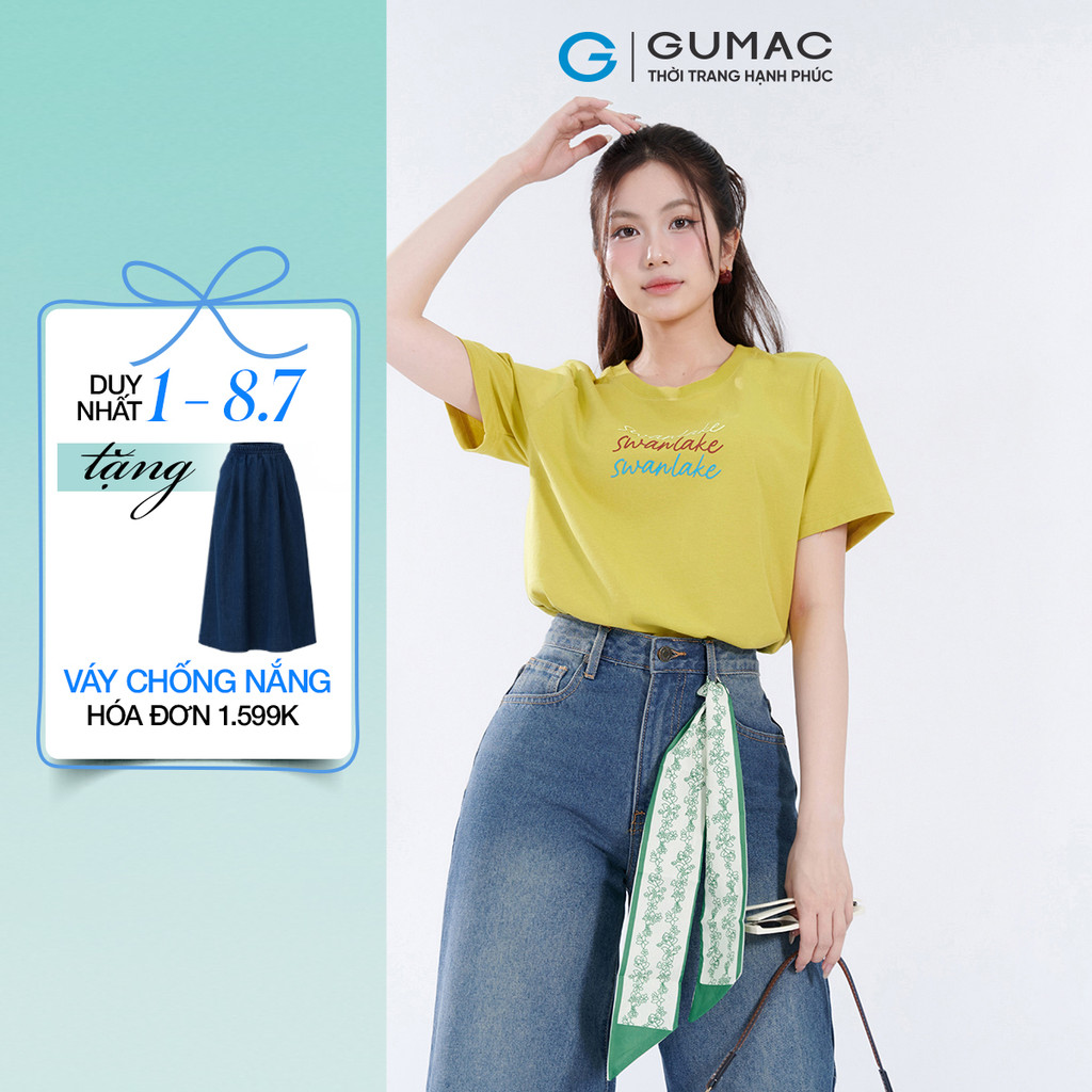 Áo Thun Nữ GUMAC Form Regular Cổ Tròn Tay Ngắn  Thoải Mái Năng Động Cho Mọi Hoạt Động ATF07051