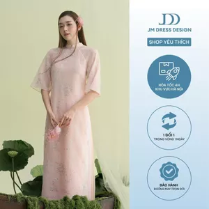 Áo Dài Thanh Mai. Áo Dài Xuông 2 Tà Tay Lỡ 2M04.2509. Áo Dài Tơ Thêu Nhẹ Thanh Lịch Truyền Thống Quý Cô Thiết Kế Bởi JM