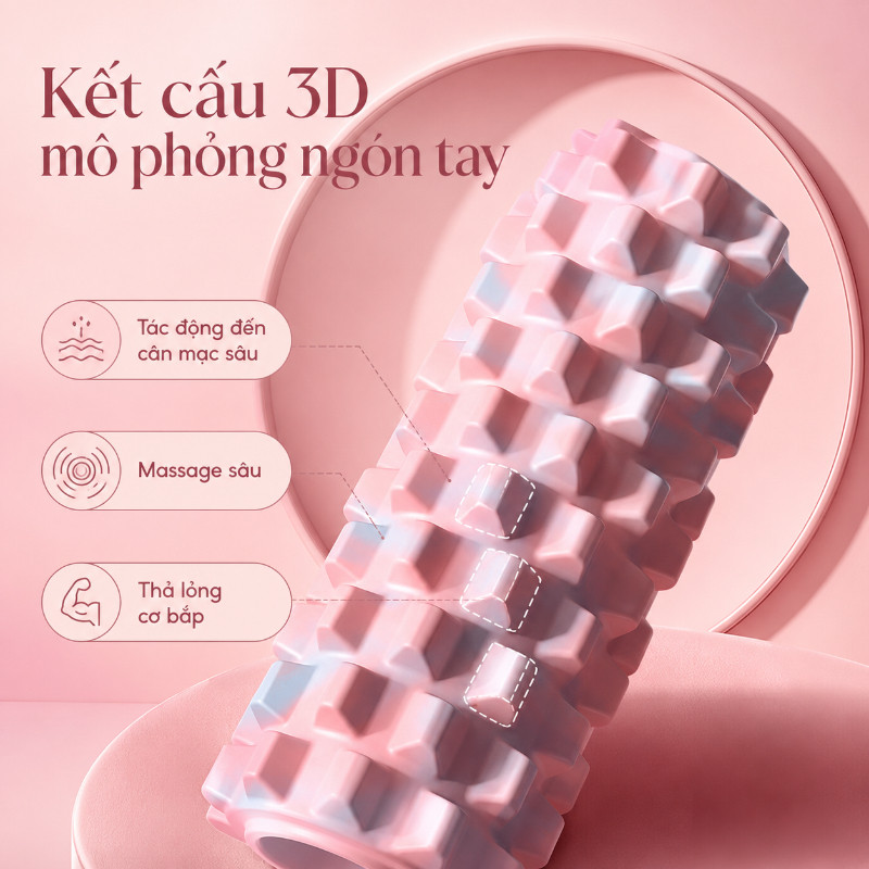 Con Lăn Yoga  Massage Foarm Roller, con lăn yoga, massage, giãn cơ tập yoga, gym, giảm đau mỏi vai gáy tại nhà