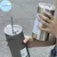 Cốc cà phê du lịch ngoài trời Pufangbliss Thép không gỉ có cách nhiệt và ống hút bao gồm VN