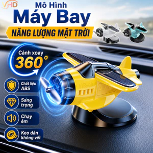 Mô Hình Máy Bay Năng Lượng Mặt Trời Trang Trí Taplo Ô Tô – Cánh Xoay 360°, ABS , Sang Trọng, Chạy Êm, Keo Dán Không Vết