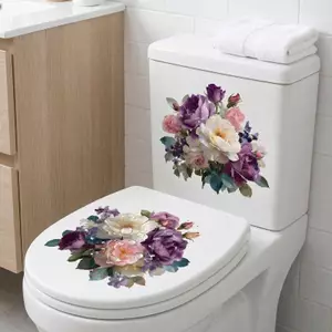 B & N Màu Nước Hoa Nhà Vệ Sinh Stiers Tự Dính Phòng Tắm Trang Trí Tường Hồng Tím Hoa Có Thể Tháo Rời Trang Trí.