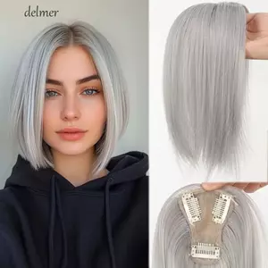 DELMER Tóc Tổng Hợp Nổ, Kẹp Tự Nhiên Trong Tóc Toppers Tóc Giả Có Nổ, Top Tóc Nổ Giả Nổ Tóc Nối Dài Áo Viền Tóc Miếng Tóc Rụng Tóc