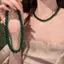 Vòng cổ hạt xanh PYCOU, Khóa chuyển đổi 4 6 8 10mm Vòng cổ Choker, Dây chuyền xương đòn tròn thủy tinh dành cho nữ