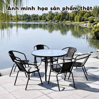 Bàn Tròn Ngoài Trời Bàn Kính Cường Lực 60cm 80cm Có Lỗ Cắm Ô Chân Thép Sơn Tĩnh Điện Sân Vườn Ban Công Cafe