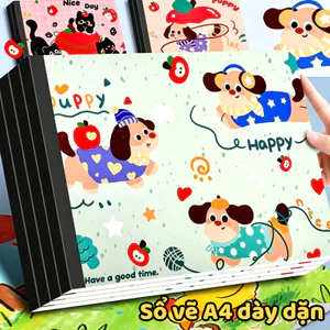 Vở Vẽ Đóng Gáy Keo – Sổ Vẽ Tranh Giấy Dày A4, Hoạt Hình Vui Nhộn, Xé Rời An Toàn, 20 Trang Thích Hợp Mỹ Thuật