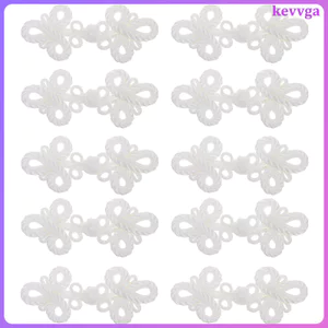 10 Cái Đóng Ếch Cho Quần Áo (1) Phong Cách Sườn Xám 10.30X4.50X1.1CM Trắng kevga