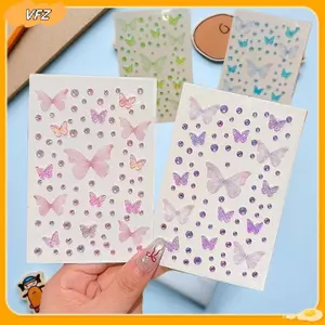 VFZ 1 Tấm Elf Bướm Kim Cương Giả Mặt Kawaii Tự Dính Dệt Bướm Trang Trí Cho Sân Khấu Buổi Hòa Nhạc Vật Dụng Trang Điểm Louislifecool