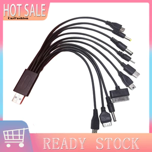 < CarFashion > Cáp Dữ Liệu USB 1 Kéo 10 Phích Cắm Đa Năng Chơi Tương Thích Rộng Rãi Sạc USB Đa Năng Dây Dữ Liệu Cho Gia Đình