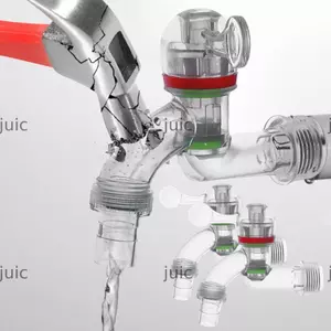 Vòi nước JUIC, Vòi nhựa trong suốt 20 / 25MM, Phụ kiện phòng tắm Đầu nối tưới vườn Công tắc nước Van nước cho nhà bếp
