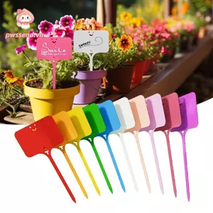 PWSSEND 100 Cái Nhãn Cây Vườn, Bút đánh dấu cây bằng nhựa đầy màu sắc, Thẻ ký hiệu loại T màu trơn Trang trí sân vườn Thẻ đánh dấu bằng nhựa