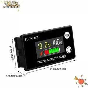 NOTE1 Vôn kế, Chỉ báo mức dung lượng pin LiFePO4 DC 8V-100V, Màn hình LCD chính xác cao chuyên nghiệp Máy kiểm tra pin axit chì