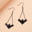 WEETW Gothic Choker, Vòng cổ Halloween phong cách đen tối cổ điển, Thời trang Đá đỏ Trái tim đính cườm màu đen Hoa xếp lớp Bông tai dơi Dress-Up