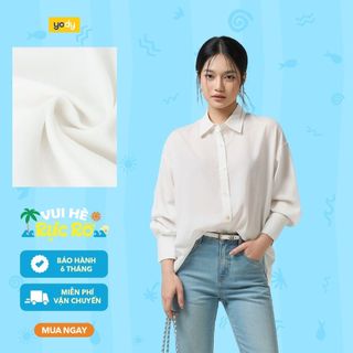 Áo sơ mi nữ YODY vai chờm đổ đức dáng suông rộng thoải mái mềm mịn WCSH25S008