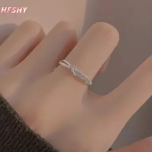 HFSHY Đơn Giản Độc Đáo Hình Học Hình Học Nhẫn Shining Star Knot Hai Lớp Ngón Tay Nhẫn Dành Cho Nữ Bé Gái Trang Sức Thời Trang Dự Tiệc Quà Tặng VN