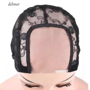 DELMER Lưới Tóc Giả Mũ, Mũ Tóc Giả Ren Thoáng Khí Thụy Sĩ, Phụ Kiện Tóc Giả Phần U Lưới Tóc Đen Vô Hình Bền Đẹp Để Làm Tóc Giả