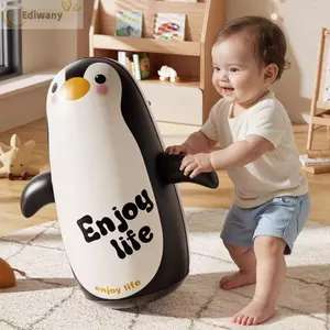 Đồ chơi Tumbler bơm hơi EDIWANY, Túi nhựa PVC Bop Túi đục lỗ đứng, Đồ chơi bơm hơi Hình chim cánh cụt 32 / 65cm Đồ chơi huấn luyện đấm bốc trẻ em Huấn luyện trẻ em