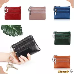 Thẻ tín dụng CHEESELY Holoder, Chống nước có vòng chìa khóa Ví đựng tiền xu, Dây kéo di động chống mài mòn Ví da PU Túi đựng tiền nữ