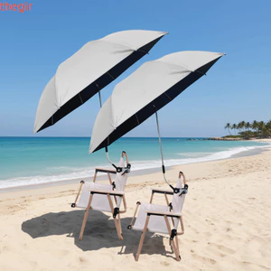 Ô kẹp THEGIRL8B, có thể điều chỉnh 360° Ô dù ghế đi biển phủ vinyl màu đen UV, đa chức năng Nhẹ di động đa chức năng Ghế cắm trại đa năng Ô cắm trại