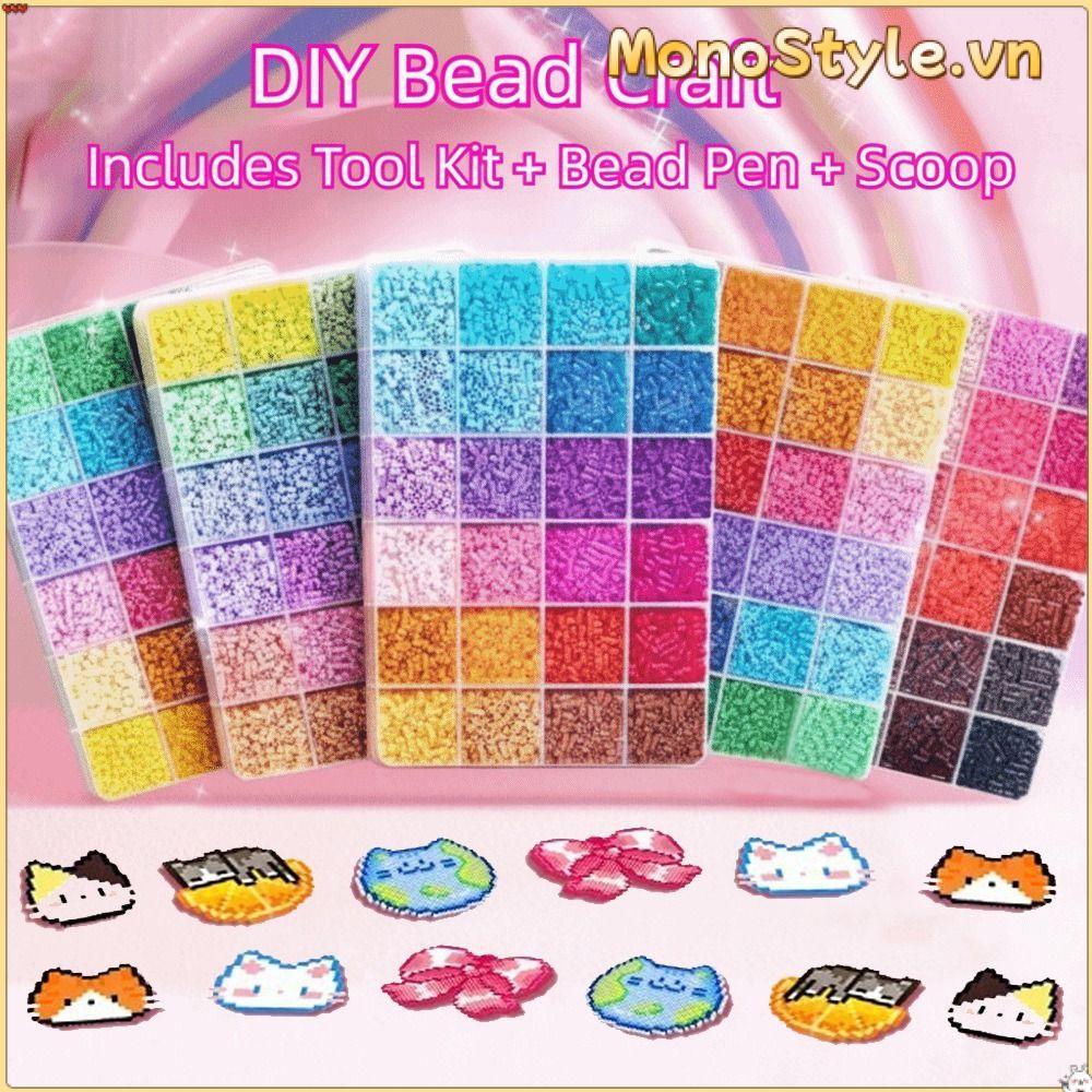 MONOSTYLE Perler Hama Hạt, Bộ hạt cầu chì ba chiều kích thước 2,6mm, Bộ DIY 48 / 72 / 96 / 120 Màu Đậu nhỏ cao cấp Hạt xếp hình chất lượng cao Quà tặng DIY