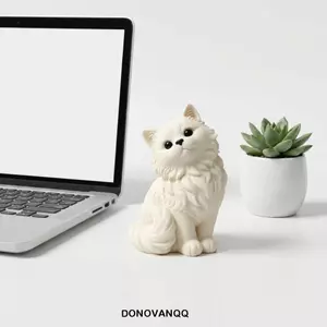 DONOVANQQ Tượng Mèo Ba Tư, 3D In Trang Trí Nhà Cửa Điêu Khắc Mèo Con, Hình Mèo Mini Kích Thước Dễ Thương Để Bàn Trang Trí Quà Tặng Giáng Sinh