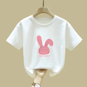 2411#女童短袖t恤夏季粉色童装纯棉半袖体恤衣服儿童体恤夏装 JVH