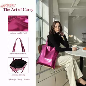 Túi Tote bóng công suất cao HFSHY dành cho nữ Túi xách chống nước bằng da PU thời trang dành cho du lịch hàng ngày Mua sắm VN