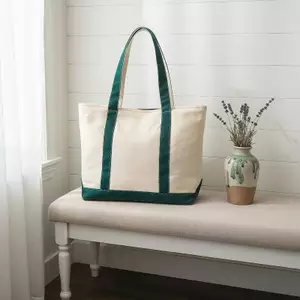 HFSHY 1 Chiếc Màu Viền Túi Tote Canvas Dung Tích Lớn Túi Đeo Vai Thường Ngày Có Thể Tái Sử Dụng Túi Mua Sắm Để Làm Việc Hàng Ngày Trường Học Du Lịch Sử Dụng Ngoài Trời VN