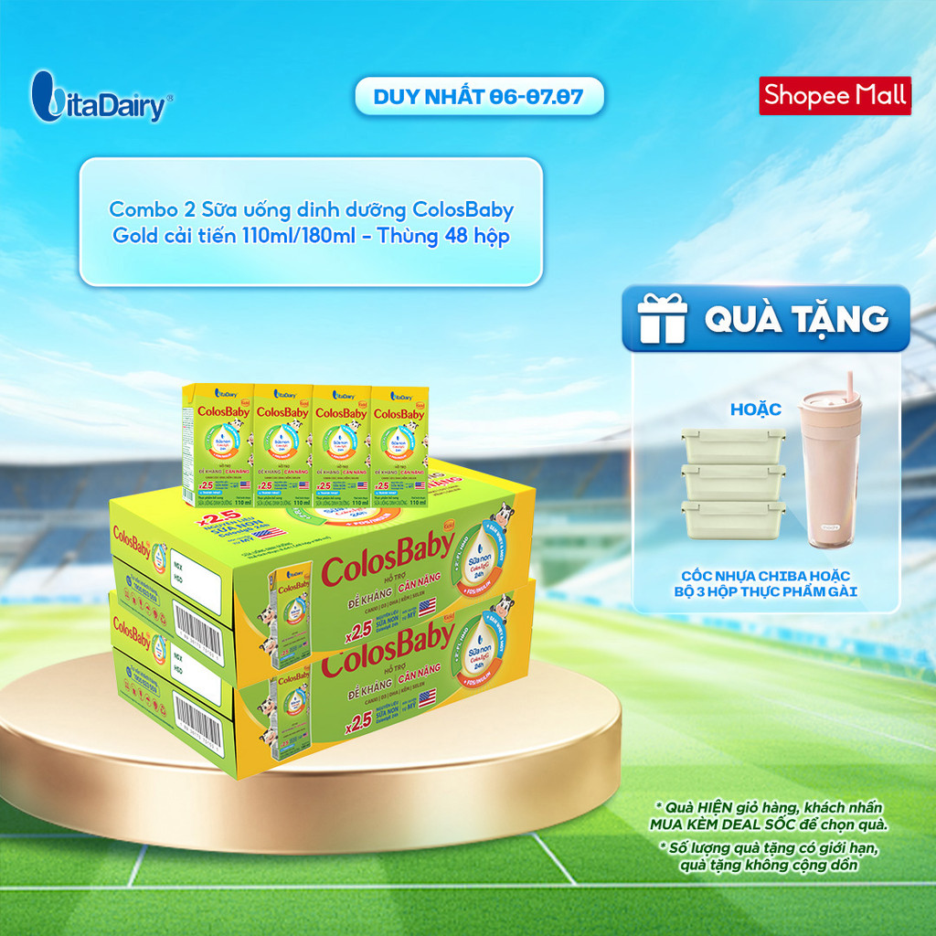 [COMBO 2 THÙNG 48 HỘP] Sữa uống dinh dưỡng ColosBaby Gold cải tiến 110ml/180ml