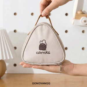 Túi đựng đồ ăn trưa cách nhiệt DONOVANQQ, Túi đựng đồ ăn sáng di động hình tam giác thiết kế dày, chất liệu chống thấm nước nhẹ Túi lưu trữ nhiệt phong cách cầm tay cỡ nhỏ dã ngoại