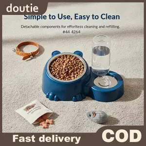 Doutie 2 Trong 1 Bát Thú Cưng Tự Động Cấp Nước Nghiêng Nâng Cao Cho Chó Mèo Ăn Bát Cho Chó Mèo Chống Tràn Dễ Dàng Làm Sạch Cho Ăn Trong Nhà VN
