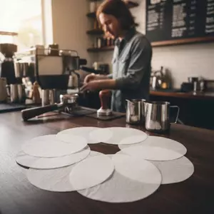 Giấy lọc cà phê Doutie cho Espresso 51mm 53mm 54mm 58mm Không tẩy trắng 100 / 500 chiếc Tiện lợi cho quán cà phê âm lượng cao hàng ngày Sử dụng VN