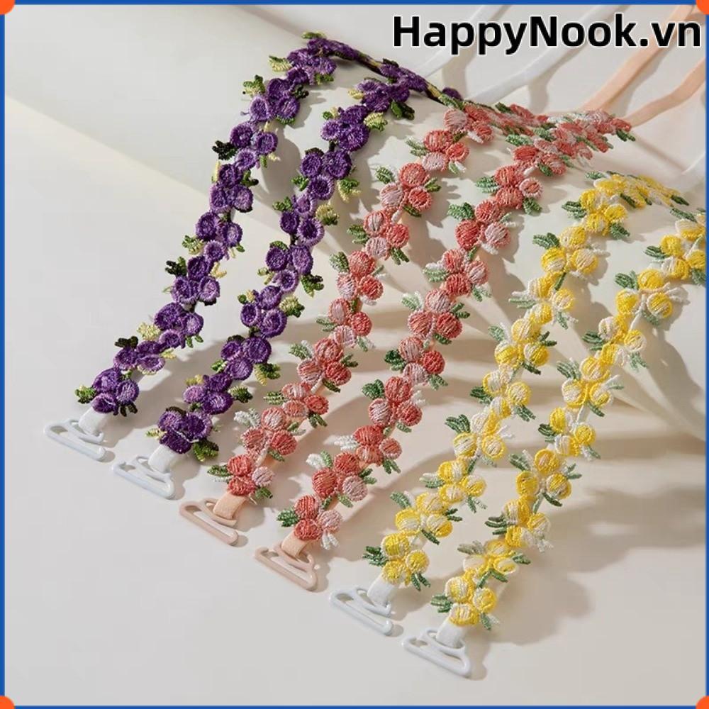 Dây đeo áo ngực hoa Happynook, dây vai chống trượt và điều chỉnh được, chất liệu đàn hồi