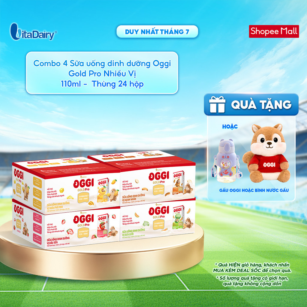 [COMBO 4 THÙNG 24 HỘP] Sữa uống dinh dưỡng Oggi Gold Pro Nhiều Vị hỗ trợ hấp thu, tiêu hóa - Hộp 110ml