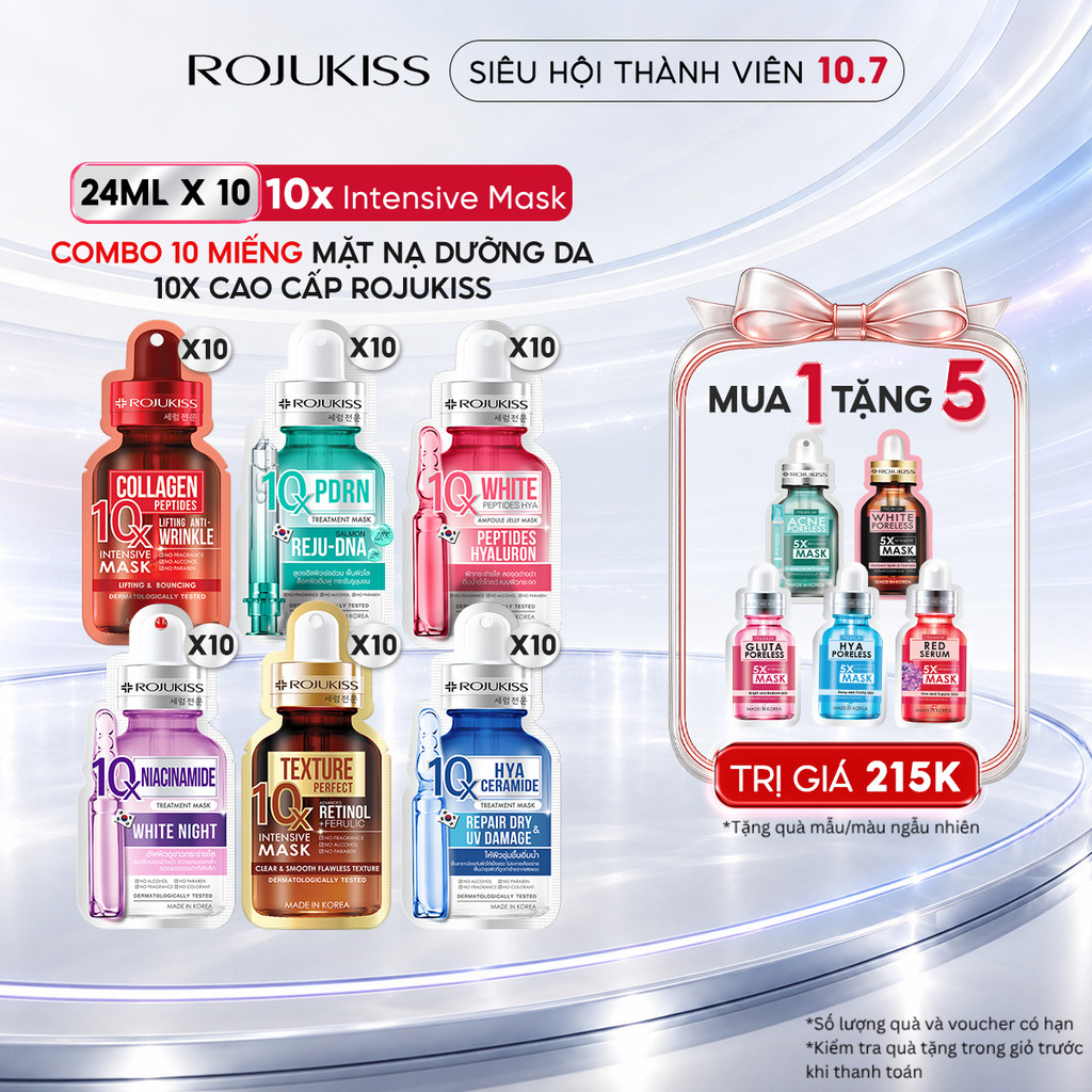 [Combo 10] Mặt Nạ Dưỡng Da ROJUKISS 10X Intensive Mask 24ml
