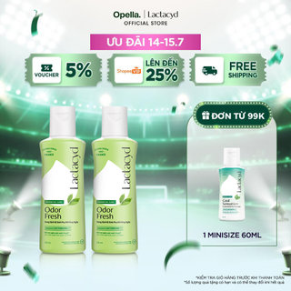 Bộ 2 chai Dung Dịch Vệ Sinh Phụ nữ Lactacyd Odor Fresh Ngăn Mùi 24H 150ml/chai