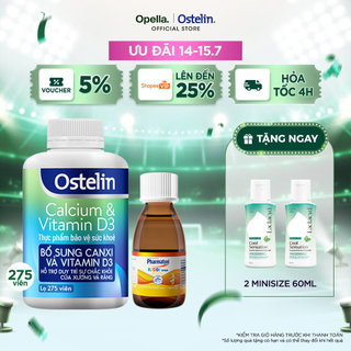 Ostelin Viên Uống Hỗ Trợ Bổ Sung Calcium & Vitamin D3 275 viên + Siro Pharmaton Kiddi - chai 100ml