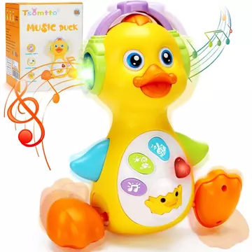 Đồ chơi vịt phát sáng âm nhạc cho bé Tsomtto, Đồ chơi trẻ em Đồ thời gian nâng ngực nhảy múa, Đồ chơi học tập âm nhạc cho bé sơ sinh, Thích hợp cho bé trai bé gái Quà tặng cho bé gái