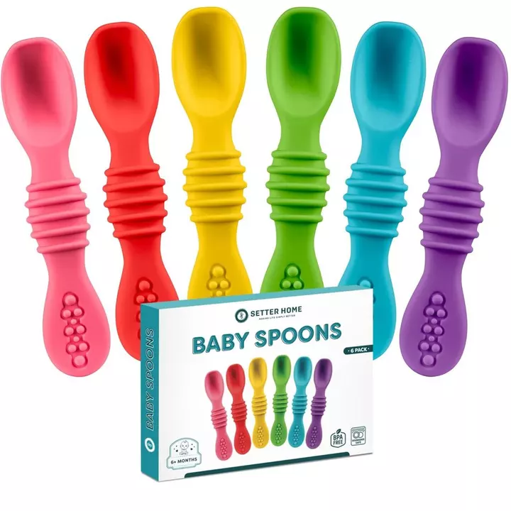 Bộ thìa Silicone cao cấp cho bé - 6 gói, thìa tập tự ăn cho bé dành cho trẻ sơ sinh & trẻ mới biết đi, Dụng cụ cai sữa có đèn Led nhai cho bé giai đoạn đầu, không chứa BPA, esse cho bé ăn