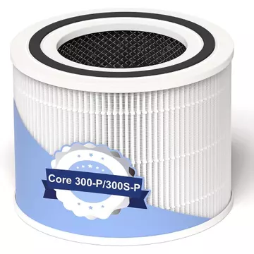 Bộ lọc thay thế 300 cho máy lọc không khí LEVOIT Core 300, Core 300S và Core 300-P, Thay thế bộ lọc HEPA thực sự 3 trong 1 H13, 300-RF, 300-RAC, 1 gói, Trắng