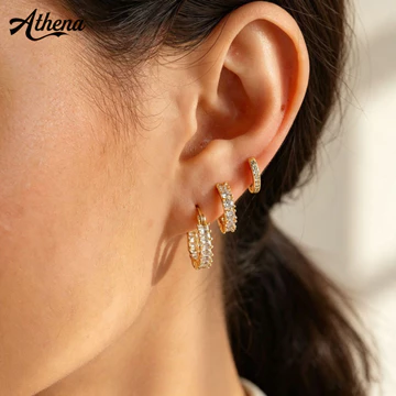 TẠI| Bông Tai Vòng Vàng Cho Nữ Bộ Trang Sức Tròn 3 Bông Tai Đính Đá Zirconia Thanh Lịch – Vòng Tròn Vòng Trang Sức Quà Tặng Cho Nữ Nhẹ Và Phong Cách Cho Hàng Ngày