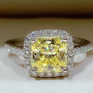Moissanite Nhẫn Công Chúa Vuông Nhẫn Kim Cương Tính Khí Ánh Sáng Sang Trọng Cao Cấp Cảm Giác Đóng Nhẫn Cho Bạn Gái