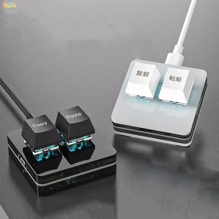 Bàn phím dán sao chép FENGHE, Bàn phím mini 2 phím mini Acrylic tùy chỉnh, Bàn phím trao đổi nóng Chiếu sáng chìa khóa cơ 2 phím Bàn phím mini PC