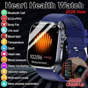 Đồng hồ thông minh huyết áp chính xác mới Axit Uric ECG + PPG Phân tích cơ thể oxy trong máu Body Fat LED Đèn pin đồng hồ thông minh 2026