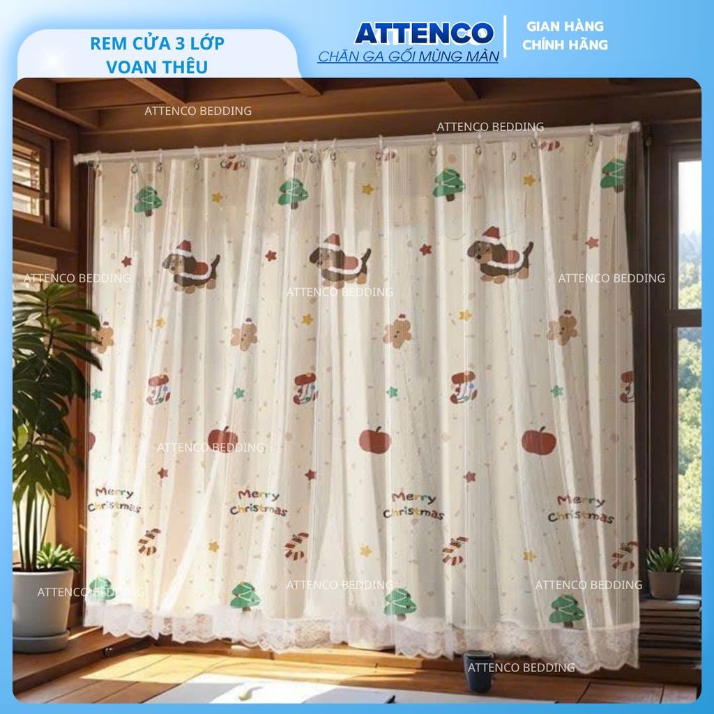 Rèm Cửa Rido Cotton Đũi Von Thêu 2 Lớp, Rèm Decor Trang Trí Phòng Ngủ ...